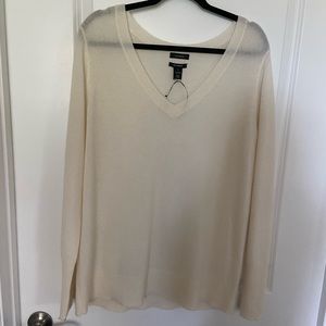 Halogen Cashmere Sweater XL Cream